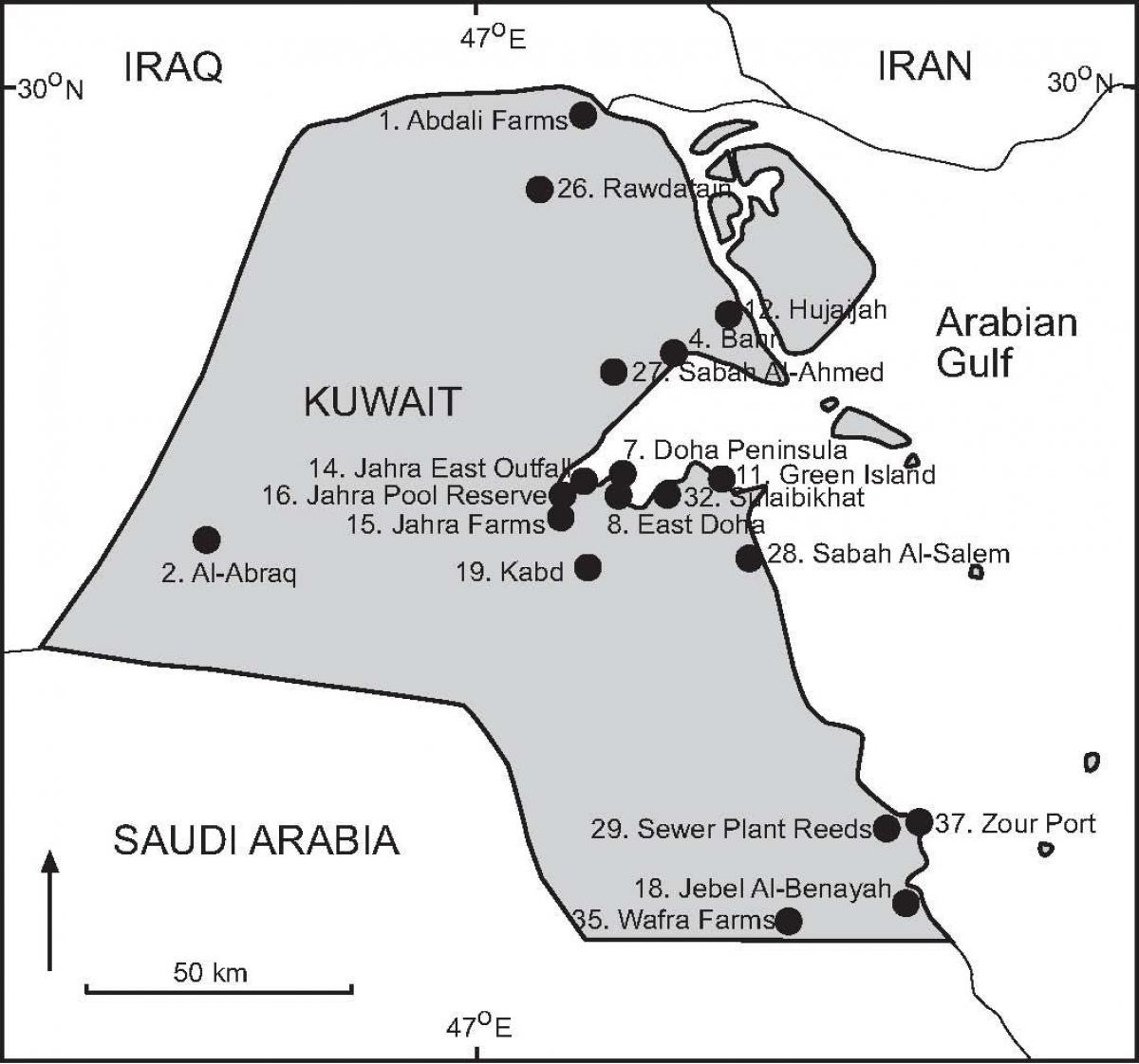 Karte des kabd kuwait