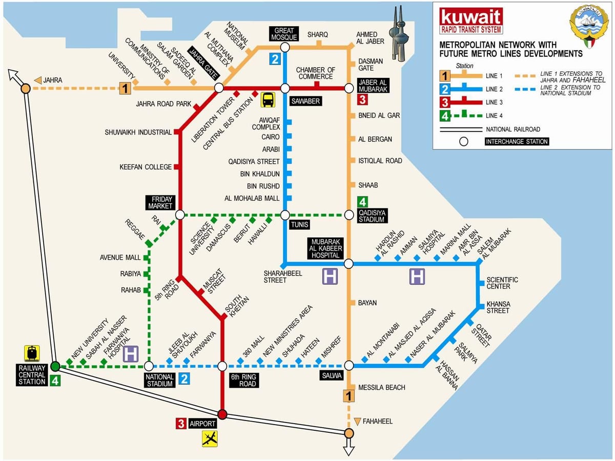 Karte von kuwait metro